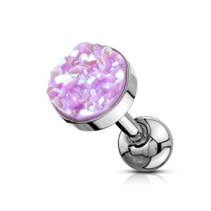Light purple druzy helix cartilage piercing