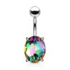 Multicolored Oval Crystal Belly Button Piercing