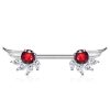 Red Marquise Zirconia Angel Wings Nipple Piercing