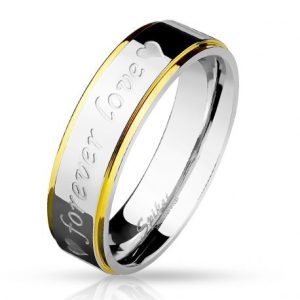 Forever Love Steel and Gold Plated Ring Silvered