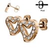 Rose gold plated rhinestone pavÃ© heart-shaped stud earrings