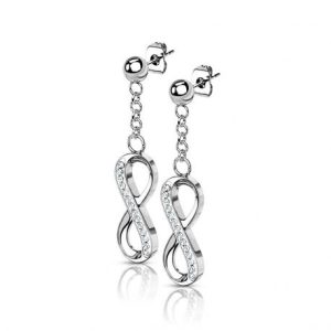 Pair of Stainless Steel Infinity Pendant Stud Earrings