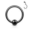 Black Steel Ball Hinged Ring Piercing