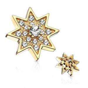 Gold pavÃ© rhinestone microdermal sparkling star
